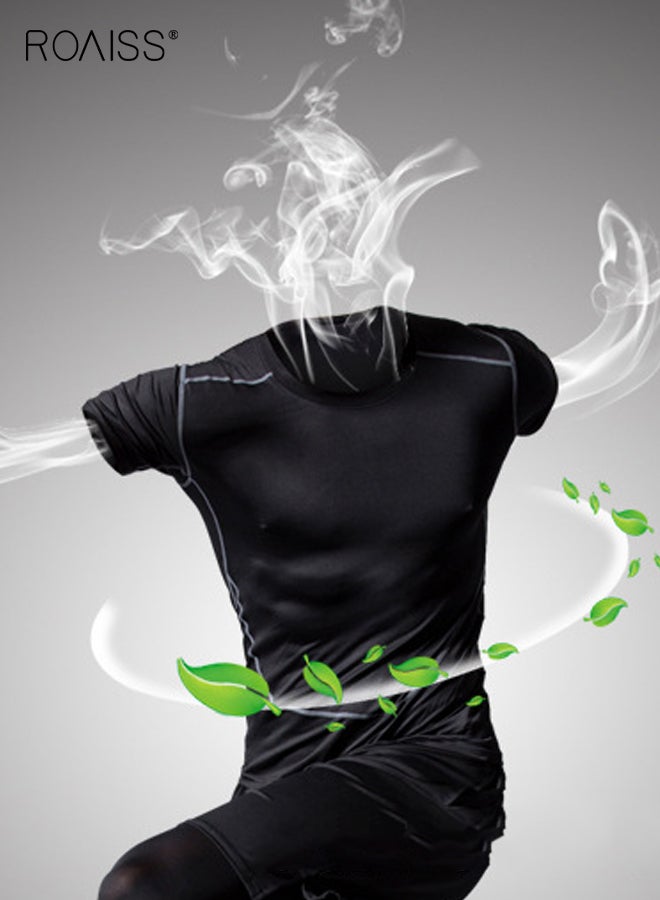 roaiss Mens Workout Sets 3 Piece Gym Training Suit Quick Dry Compression Shirt Athletic Running Clothes Fitness Apparel for Men Sports Outfit - Image 3