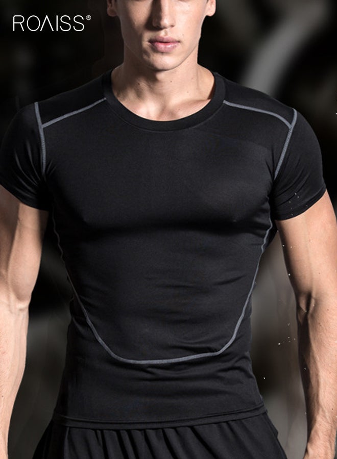 roaiss Mens Workout Sets 3 Piece Gym Training Suit Quick Dry Compression Shirt Athletic Running Clothes Fitness Apparel for Men Sports Outfit - Image 2