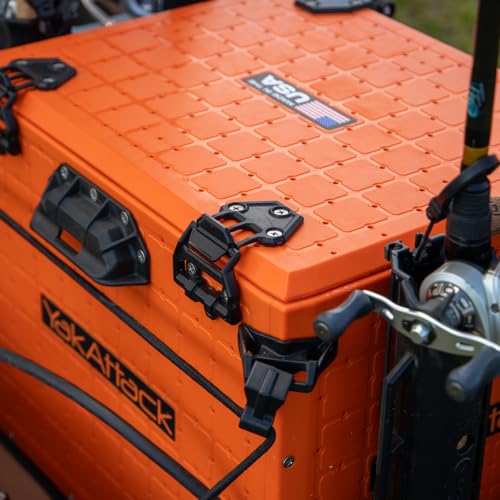 YakAttack BlackPak Pro 13" x 16" Kayak Fishing Crate with 4 Rod Holders - Orange | Tackle Storage Box & Gear Organizer for Kayaks | Lightweight, Durable & Customizable Marine Accessory | Made in USA - Image 5