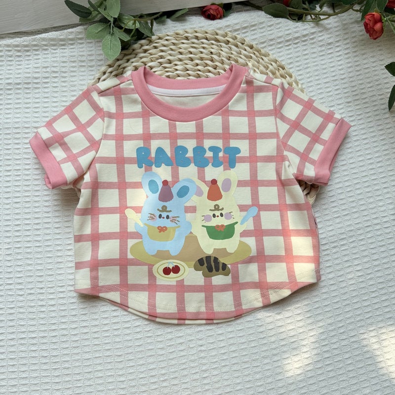 Girls' Short Sleeve Cute T-Shirt Foreign Style Summer Children'S Casual Baby Cartoon Crew Neck Half Sleeve Top 0173A042 - Image 1