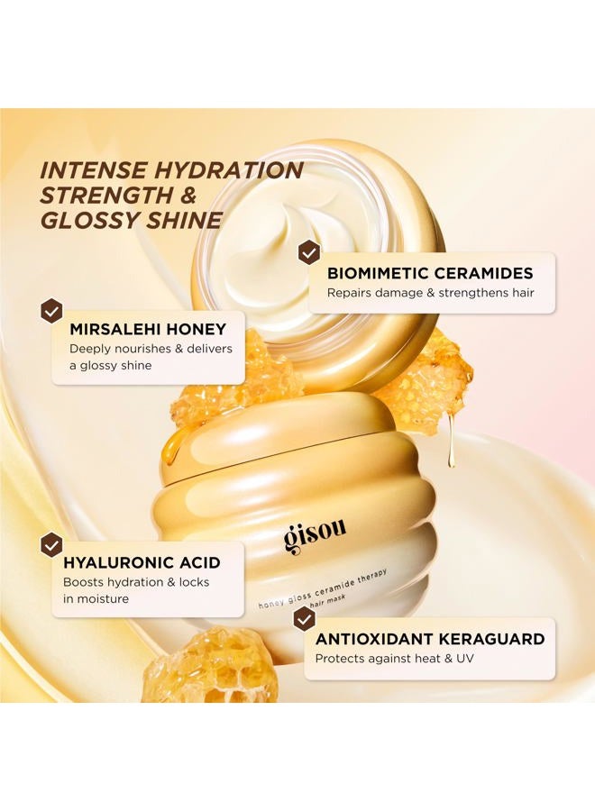 Gisou Honey Gloss Ceramide Therapy Hair Mask, Deep Hydration & Repair, Mirsalehi Honey, Ceramides & Hyaluronic Acid, 4x Stronger Hair & +85% Shine, Suitable for All Hair Types - Image 5