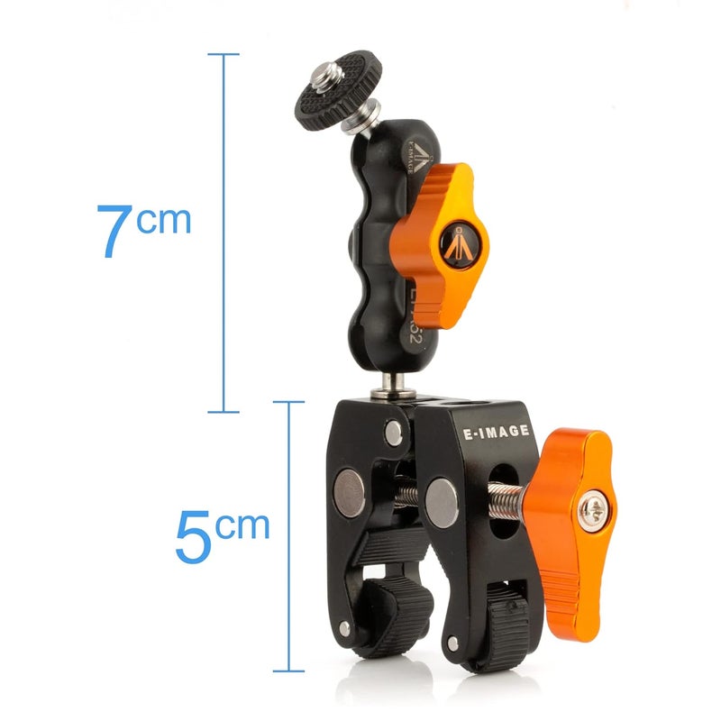 E-IMAGE EI-A52K 2.8'' Mini Friction Arm with EI-A05S Super Clamp | with 1/4''-20 Thread 180° Adjustable Arm | for DSLR/Camera Rig/Tripod/Photography Studio | Payload 1.5kg, Black - Image 3