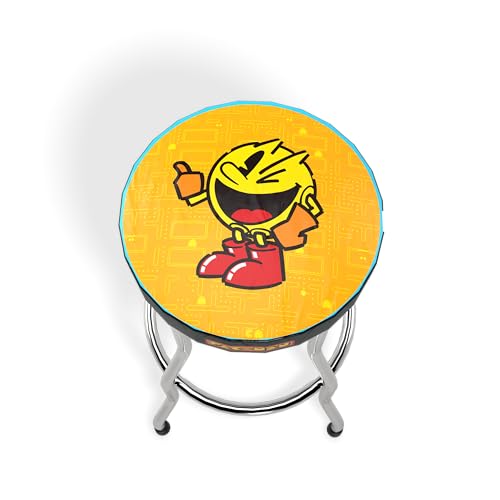 Arcade1Up كرسي قابل للتعديل مرخص رسميًا من ARCADE1UP مع إطار فولاذي مطلي بالكروم ووسادة فوم عالية الكثافة لراحة ألعاب قصوى (باك مان) - Image 1