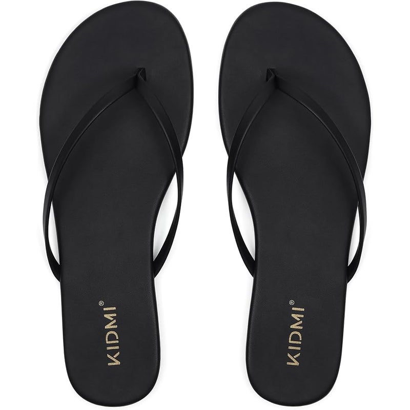KIDMI Thong Flip Flops for Women - Memory Foam Summer Beach Sandals for Women - Vegan Leather Flat Sandals - Image 4
