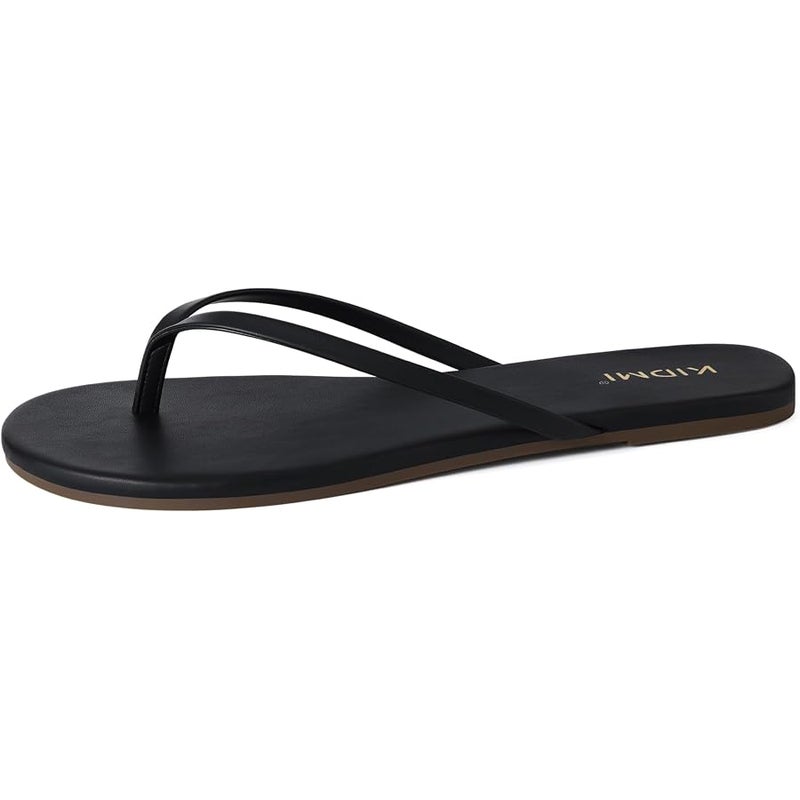 KIDMI Thong Flip Flops for Women - Memory Foam Summer Beach Sandals for Women - Vegan Leather Flat Sandals - Image 5