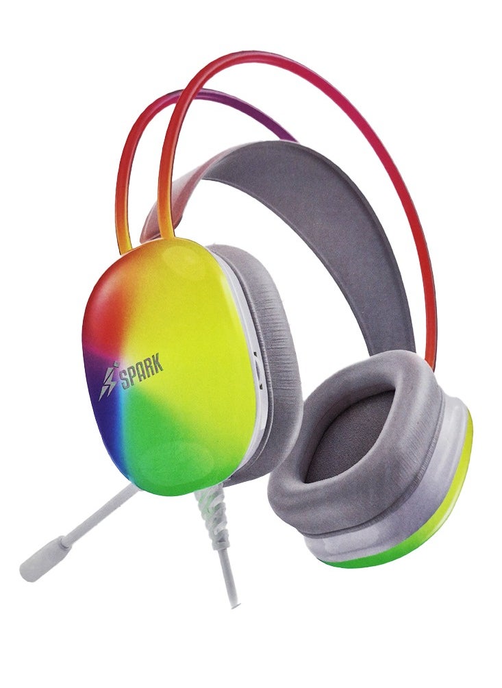 Spark - Gaming Headset , Comfortable RGB Caps Headset H104 , With 3.5*1+USB and 5.1 Audio Cable , Noise Cancelling MIC , Surround Sound 360 Audio Directional Pinpoint , 110dB High Sensitivity , Captures Sound Source at all Distance , Compatible With PS/4 , PS/5 , XBOX , Switch - White - Image 1