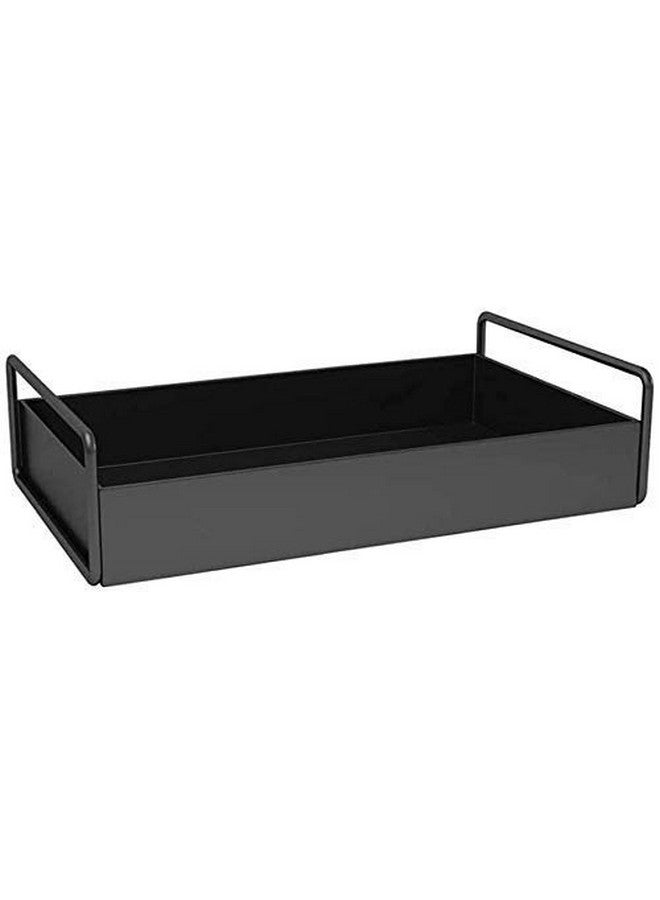 ROLLYWARE Rectangular Black Metal Bathroom Vanity Tray, Kitchen/Bathroom Countertop Storage Shelf Organizer, Coffee Table Decorative Tray Cosmetic Organizer Display Holder - Image 1