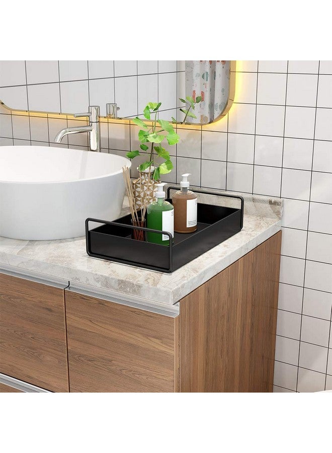 ROLLYWARE Rectangular Black Metal Bathroom Vanity Tray, Kitchen/Bathroom Countertop Storage Shelf Organizer, Coffee Table Decorative Tray Cosmetic Organizer Display Holder - Image 2