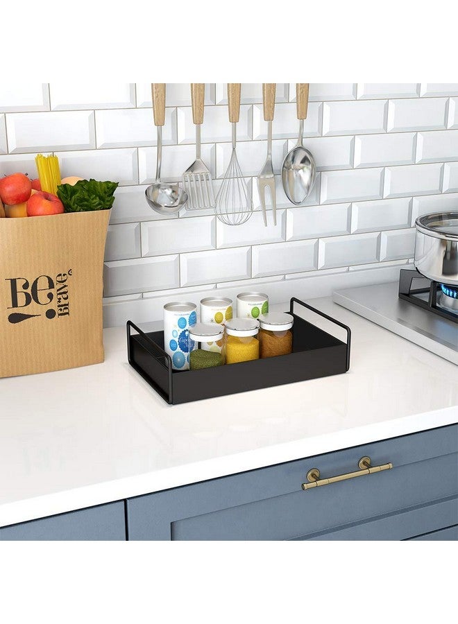 ROLLYWARE Rectangular Black Metal Bathroom Vanity Tray, Kitchen/Bathroom Countertop Storage Shelf Organizer, Coffee Table Decorative Tray Cosmetic Organizer Display Holder - Image 3