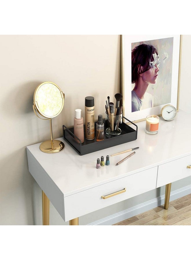 ROLLYWARE Rectangular Black Metal Bathroom Vanity Tray, Kitchen/Bathroom Countertop Storage Shelf Organizer, Coffee Table Decorative Tray Cosmetic Organizer Display Holder - Image 4