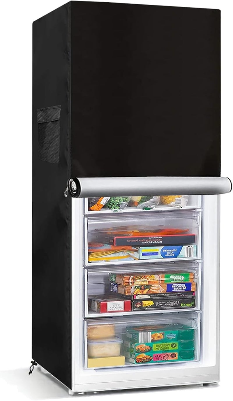 Bitubi Upright Freezers Cover,Outdoor Refrigerator Cover,– Waterproof, Dustproof, Sun-Proof, 24" W x 29" D x 61" H. Suitable for most 10.0 Cubic Compact Mini Freezer on market (Black) - Image 1