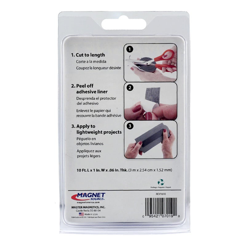 Master Magnetics شريط مغناطيسي مرن من ماستر ماغنيتيكس مع ظهر لاصق - 0.06 بوصة سمك، 1 بوصة عرض، 10 أقدام طول، 1 لفة، 07019 - Image 3