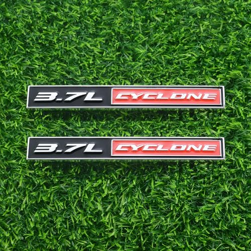 EmbRoom 2Pack 3.7L Cyclone Emblems 3D Badge Nameplate Letter Sticker Decal Fit for 2011-2020 Mustang V6 3.7L Cyclone (Red) - Image 1