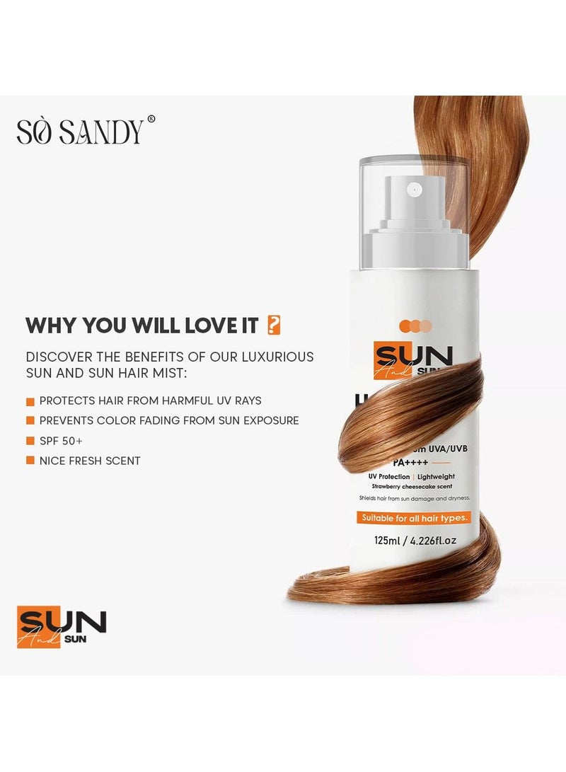 سو ساندي سبراي صن آند صن للشعر بعامل حماية من الشمس 50+ PA++++ 125 مل حماية من الشمس برائحة كيكة الفراولة بحماية +50 SPF من سو ساندي - Image 2