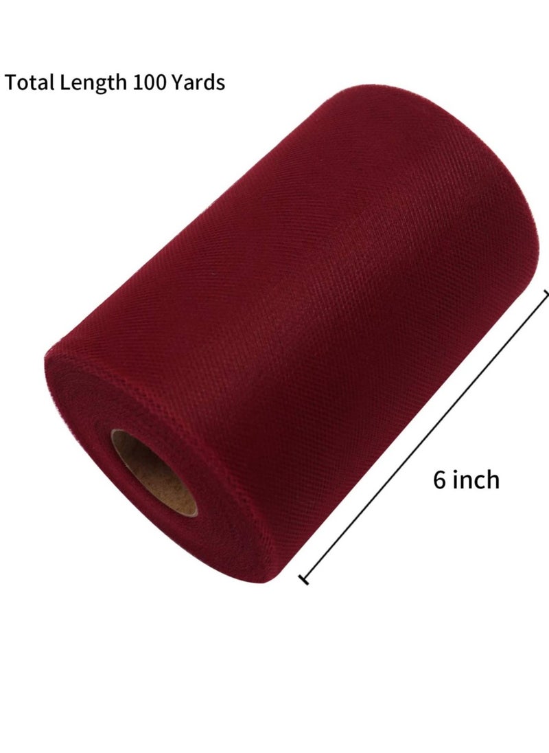 Red Tulle Fabric Rolls 6 Inch x 100 Yards (300 feet) - Perfect for Wedding Decorations, Gift Bows, Craft Projects & Tutu Skirts - Image 1