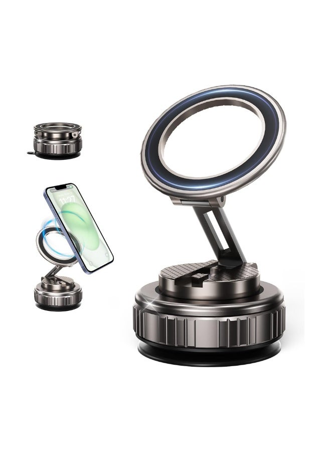 Magnetic Phone Holder with Vacuum Suction G712– 360° Adjustable Mount for Car, Home, Gym & Office, Strong N52 Magnets, Universal Compatibility with iPhone & Android, Magnetic Ring Included - Image 1