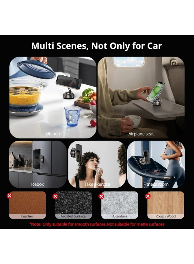Magnetic Phone Holder with Vacuum Suction G712– 360° Adjustable Mount for Car, Home, Gym & Office, Strong N52 Magnets, Universal Compatibility with iPhone & Android, Magnetic Ring Included - Image 2