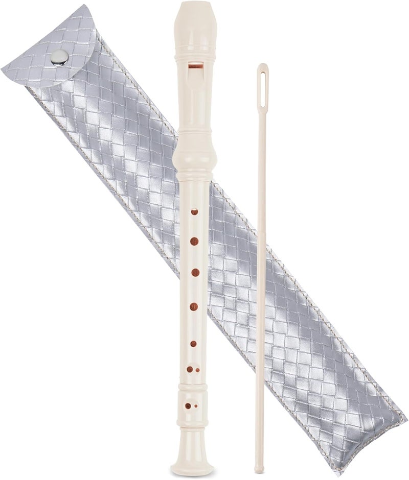 Jasenna Recorder Instrument for Beginner Adults,8-Hole Soprano Descant Recorder Music Flute with with Cleaning Rod & Leather Case For Home Entertainment(2-Woven Sliver) - Image 1