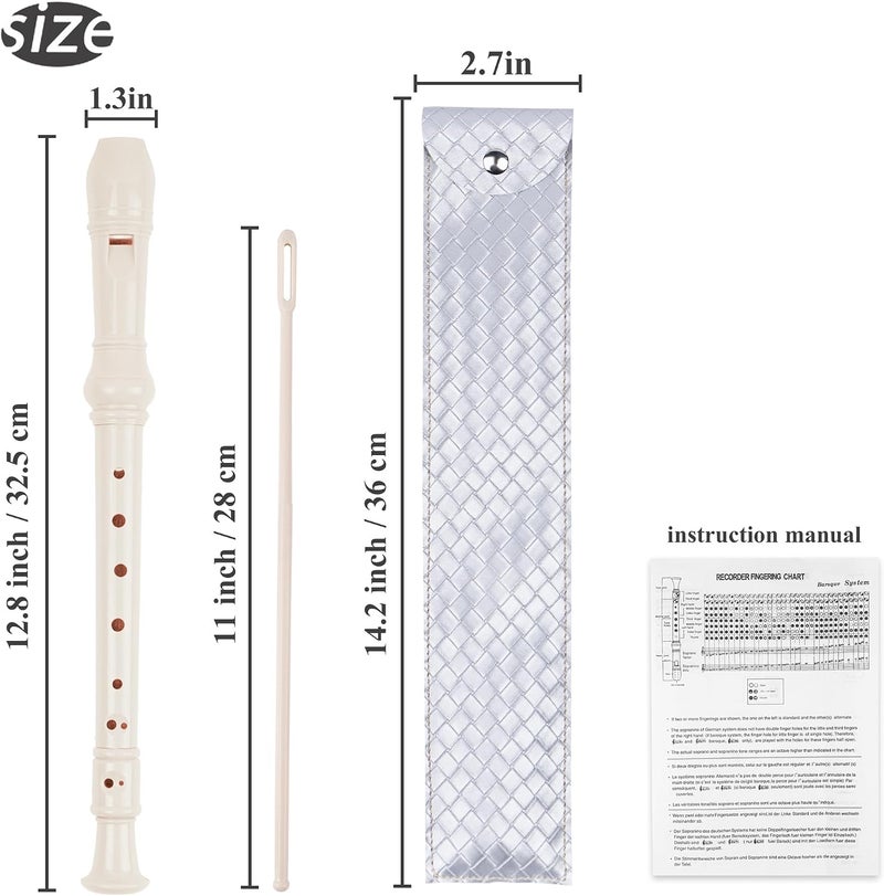 Jasenna Recorder Instrument for Beginner Adults,8-Hole Soprano Descant Recorder Music Flute with with Cleaning Rod & Leather Case For Home Entertainment(2-Woven Sliver) - Image 2