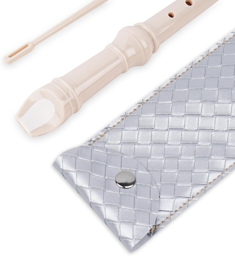 Jasenna Recorder Instrument for Beginner Adults,8-Hole Soprano Descant Recorder Music Flute with with Cleaning Rod & Leather Case For Home Entertainment(2-Woven Sliver) - Image 5