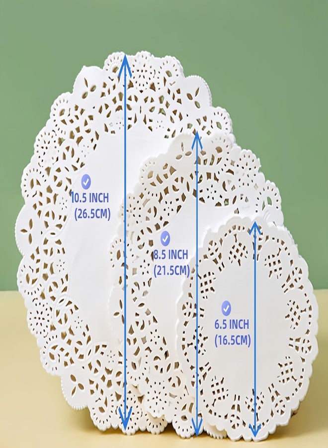 Capesaro Paper Doilies Assorted Sizes - White Round Lace Paper Doilies for Cakes, Desserts, Tableware Food Decoration, Pack of 150(6, 8, and 10 Inch) - Image 2