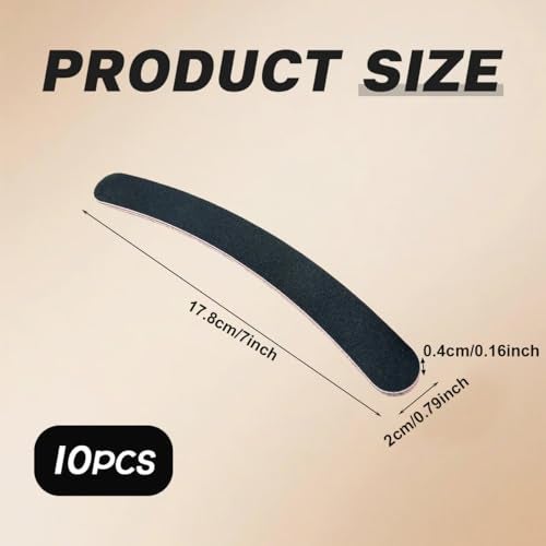 TOPWEL 10PCS Curved Professional Washable Nail Buffering Files Rounded End Manicure Pedicure Tool Double Sided Emery Board 100180 Grit Nail Art Care Buffing Buffer Sanding Files - Image 5