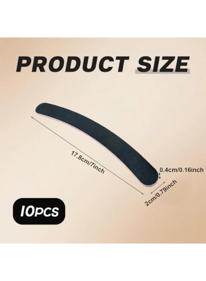 TOPWEL 10PCS Curved Professional Washable Nail Buffering Files Rounded End Manicure Pedicure Tool Double Sided Emery Board 100180 Grit Nail Art Care Buffing Buffer Sanding Files - Image 4