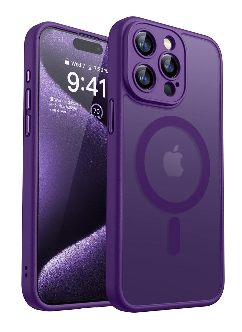 سوكاد - جراب مغناطيسي متوافق مع iPhone 15 Pro Max، مطور [حماية كاملة للكاميرا] [متوافق مع Magsafe] [شفاف غير لامع] جراب واقٍ مقاوم للصدمات للهاتف مقاس 6.7 بوصة - أرجواني غامق - Image 1