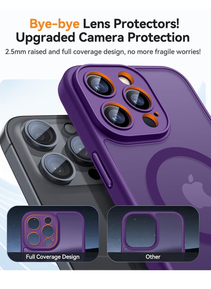 سوكاد - جراب مغناطيسي متوافق مع iPhone 15 Pro Max، مطور [حماية كاملة للكاميرا] [متوافق مع Magsafe] [شفاف غير لامع] جراب واقٍ مقاوم للصدمات للهاتف مقاس 6.7 بوصة - أرجواني غامق - Image 1