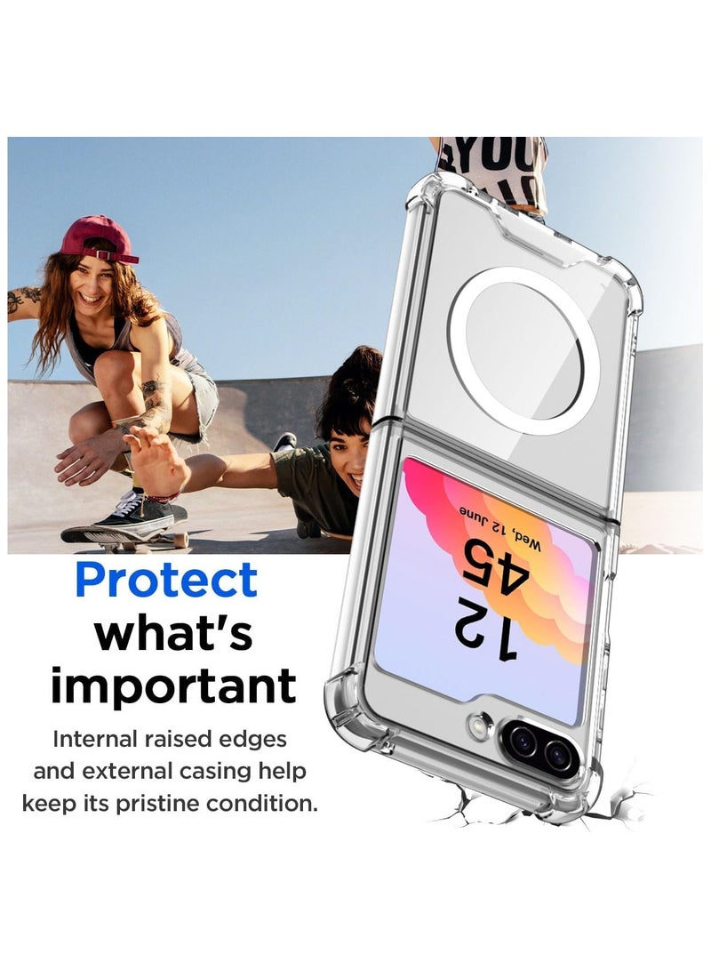 فواتير جراب شفاف لهاتف Samsung Galaxy Z Flip 6، متوافق مع MagSafe، جراب مغناطيسي شفاف مقاوم للصدمات ومقاوم للاصفرار لهاتف Galaxy Z Flip 6 5G - Image 4