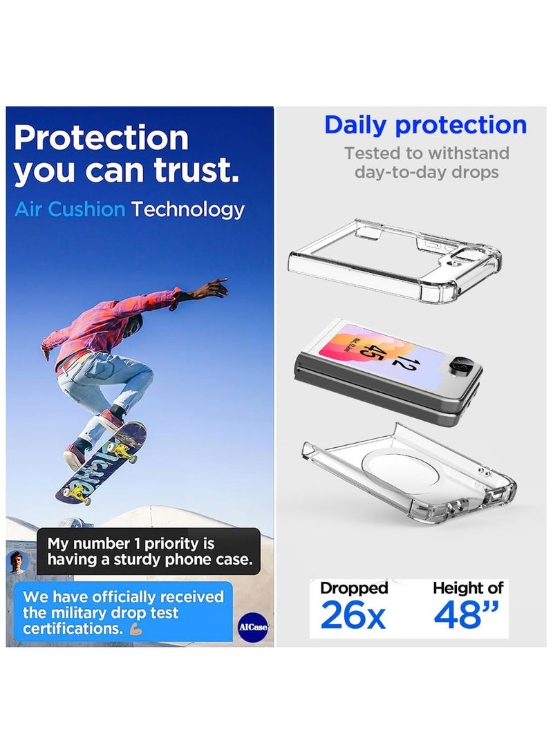 فواتير جراب شفاف لهاتف Samsung Galaxy Z Flip 6، متوافق مع MagSafe، جراب مغناطيسي شفاف مقاوم للصدمات ومقاوم للاصفرار لهاتف Galaxy Z Flip 6 5G - Image 3