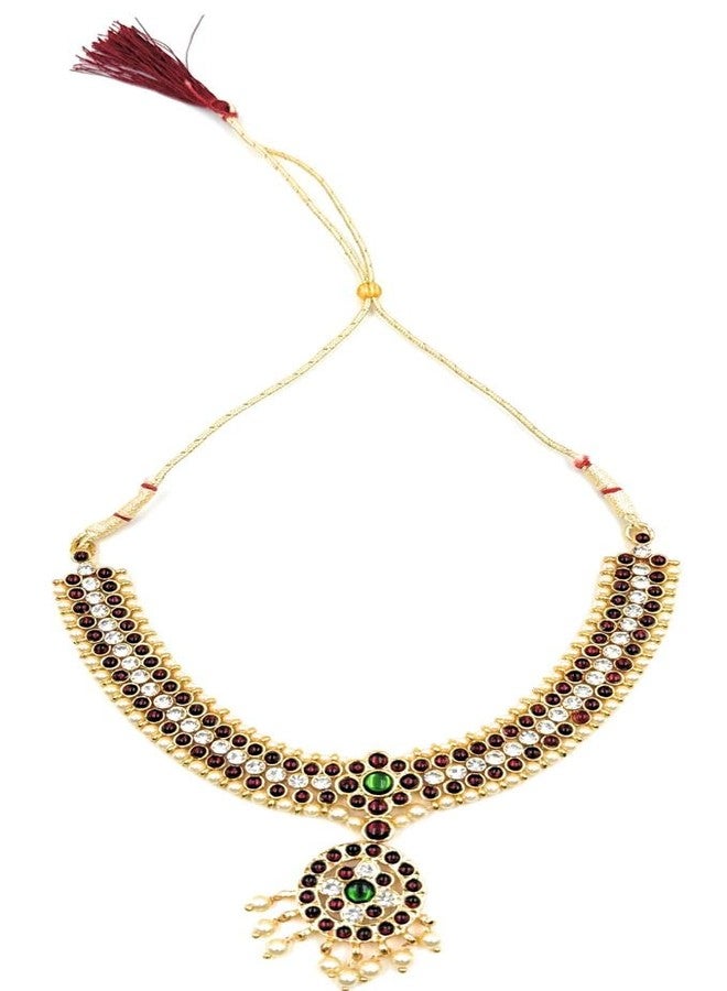 NATYAM Traditional Dance Jewellery Set for Bharatanatyam & Kuchipudi | Temple Jewelry for Indian Classical Dancers | Maang Tikka, Earrings, Necklace, Belt, Bangles - Full Costume Accessory Set. - Image 5