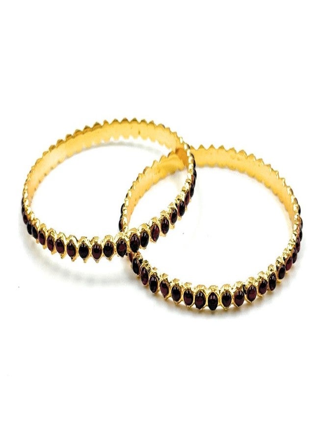 NATYAM Traditional Dance Jewellery Set for Bharatanatyam & Kuchipudi | Temple Jewelry for Indian Classical Dancers | Maang Tikka, Earrings, Necklace, Belt, Bangles - Full Costume Accessory Set. - Image 4