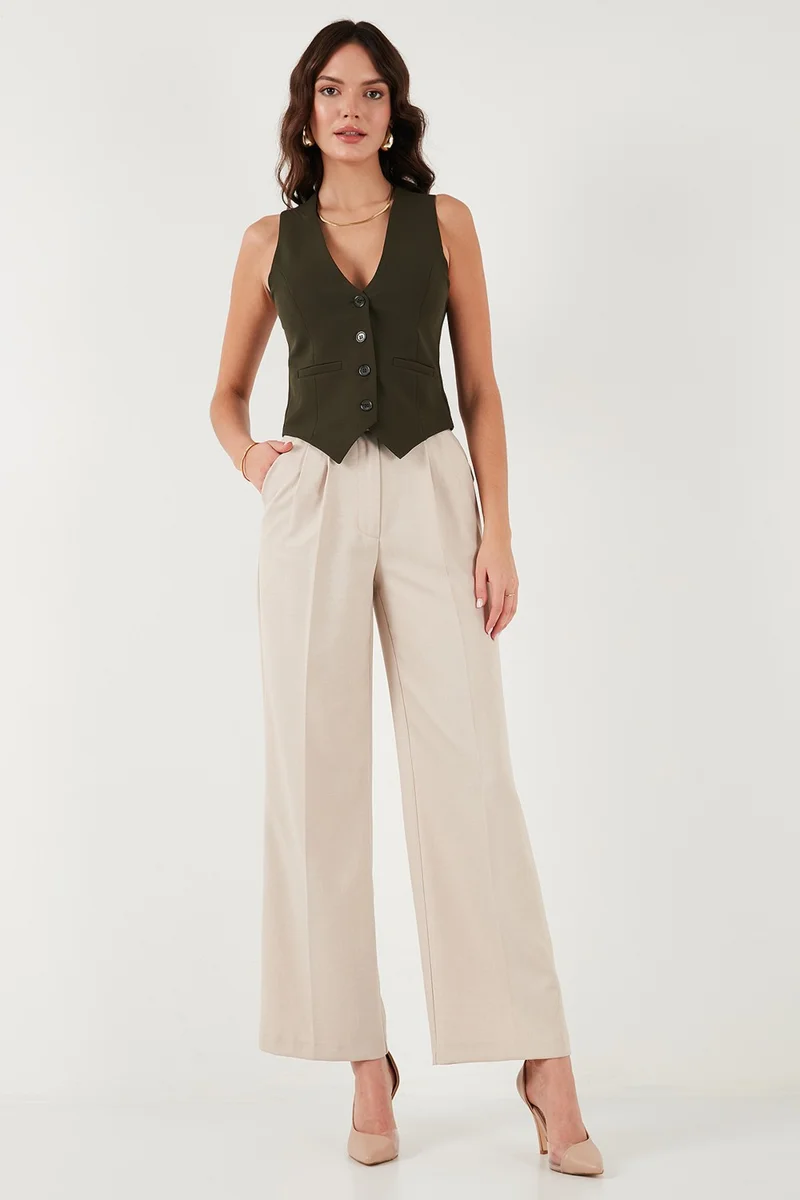 ليلا Fitted Fit Buttoned V Neck Buttoned Vest Women's Vest 6696796