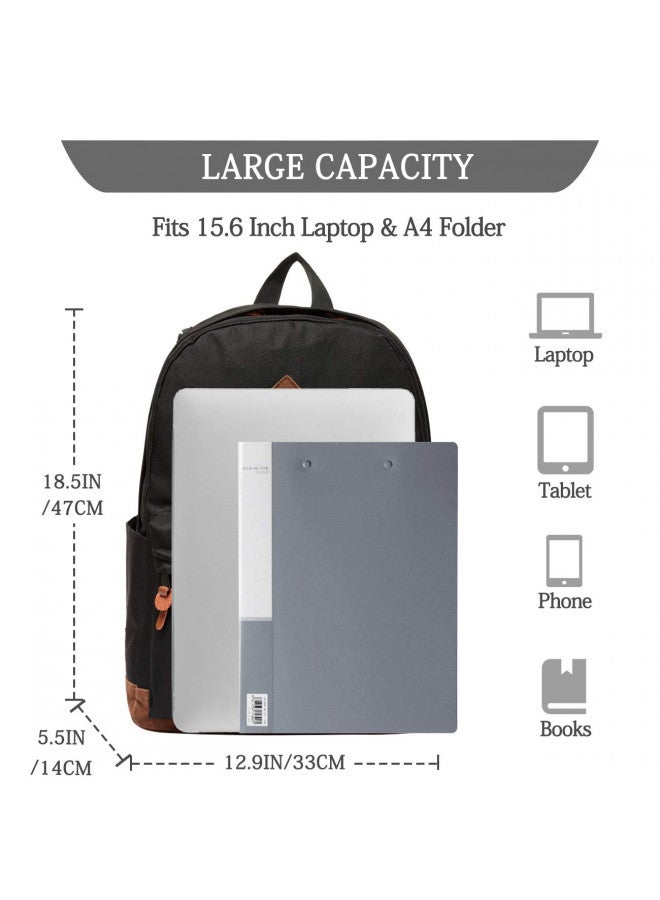 Vaschy VASCHY Backpack for Men, Unisex Classic Water-resistant College School Backpack Bookbag Laptop Backpack Black  - Image 1