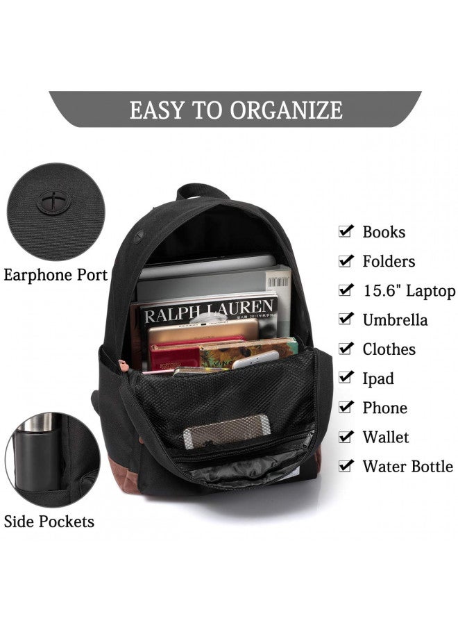Vaschy VASCHY Backpack for Men, Unisex Classic Water-resistant College School Backpack Bookbag Laptop Backpack Black  - Image 3