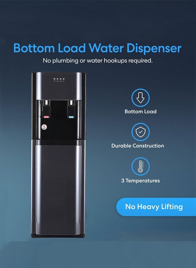 ويمارت موزع مياه، مبرد مياه، خيار الماء الساخن والبارد، مع خزانة، خزان من الفولاذ المقاوم للصدأ، تبريد ضاغط، نظام مضاد للانسكاب، أسود - Image 2