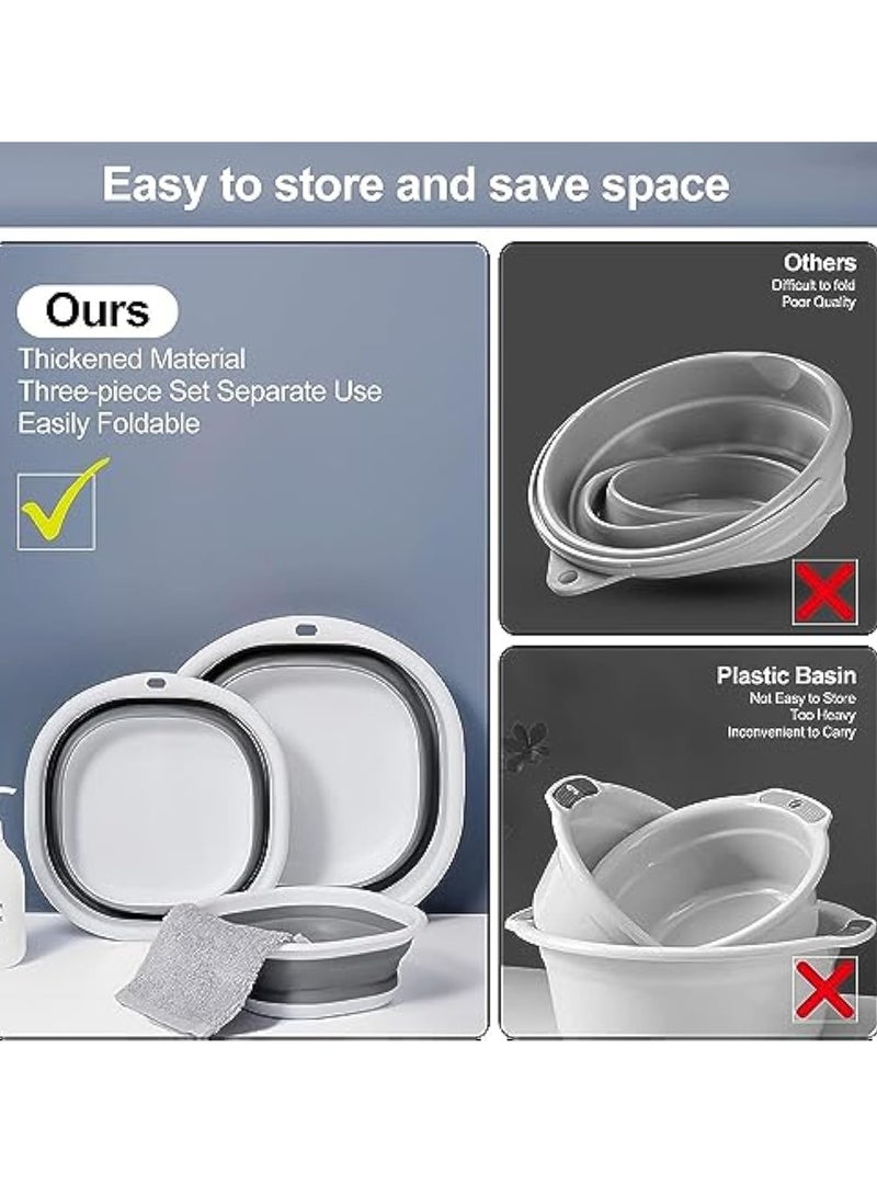 YelaJoy Collapsible Tub Wash Basin Laundry Tub 3 Pack Collapsible Laundry Baskets Foldable Dish Tub Plastic Washtub Space Saving Storage Container for Dishing, Fruit, Camping, Laundry, Hiking & Home - Image 4