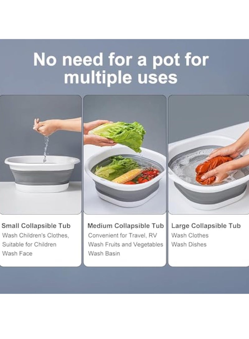 YelaJoy Collapsible Tub Wash Basin Laundry Tub 3 Pack Collapsible Laundry Baskets Foldable Dish Tub Plastic Washtub Space Saving Storage Container for Dishing, Fruit, Camping, Laundry, Hiking & Home - Image 5