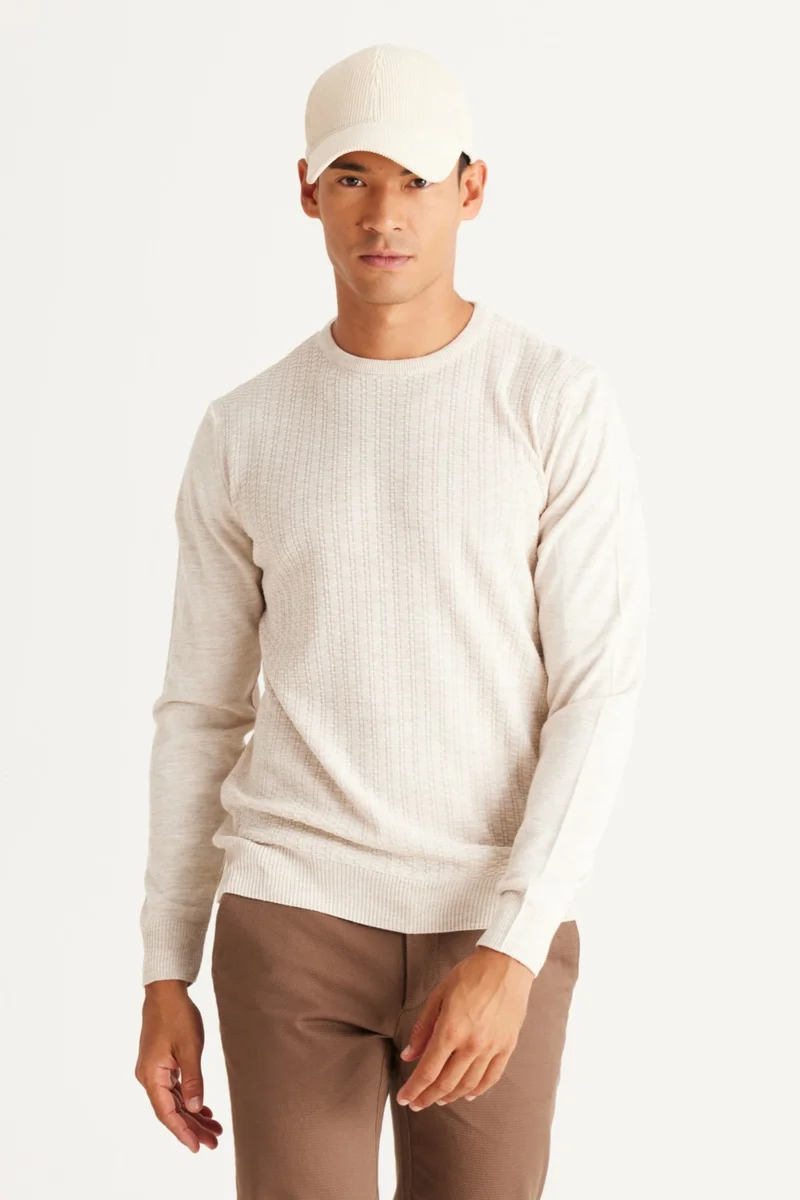 اي سي اند كو / التين يلدز كلاسيكس Men's A.taş Anti-pilling Non-pilling Standard Fit Front Jacquard Knitwear Sweater