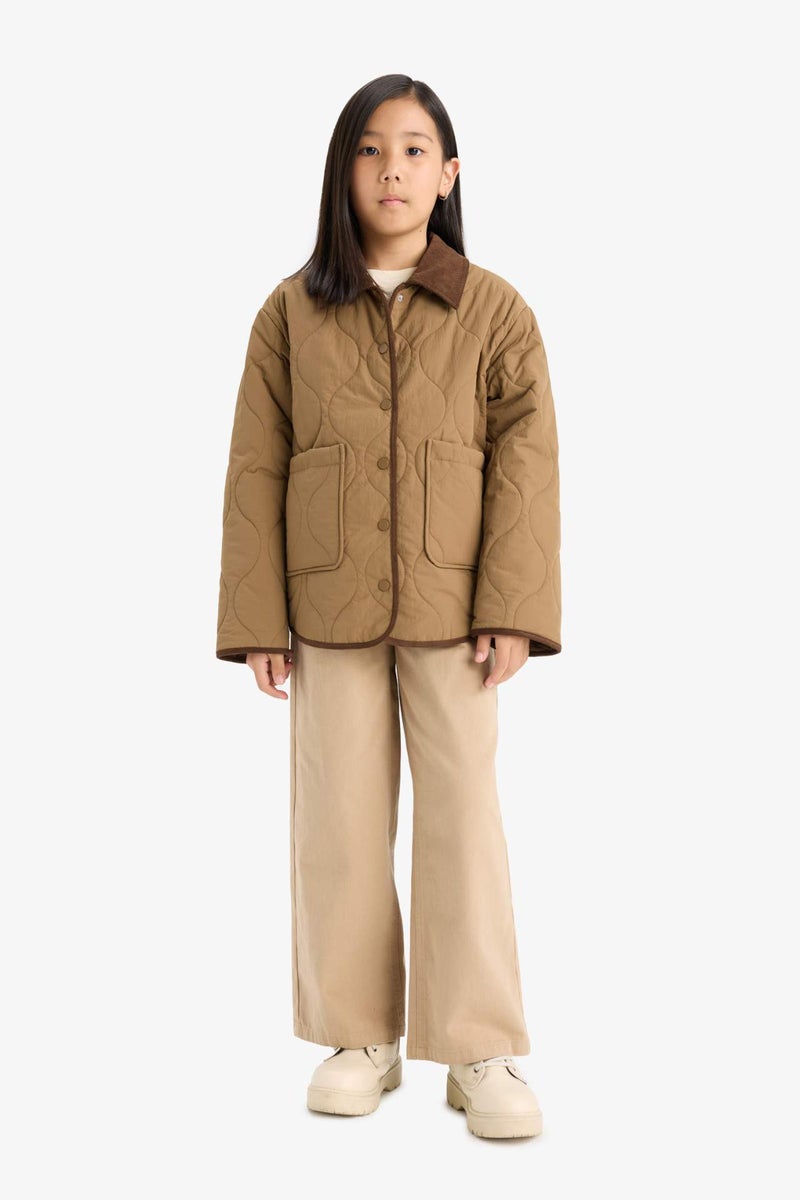 DeFacto Girl Windproof Quilted Contrast Collar Jacket - Image 2