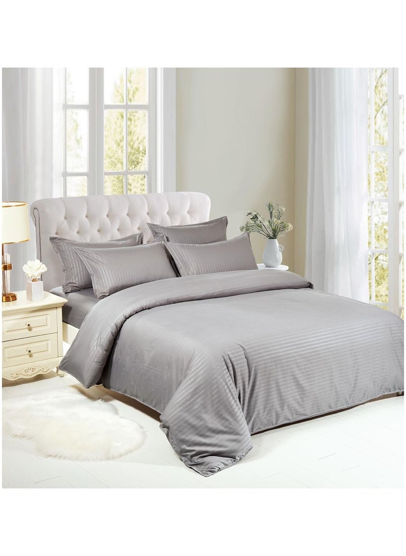 Luxury Cotton Fitted Bedding Set with Soft Stripe Design, Deep Pocket Fitted Sheet, Zipper Closure Duvet Cover and Matching Pillowcases for Ultimate Comfort and Style - King and Single Sizes - pzsku/ZF0DFB1C966157E0BADFAZ/45/_/1694177163/b094ee80-475e-4c2b-bad5-5f87a7acb0a0