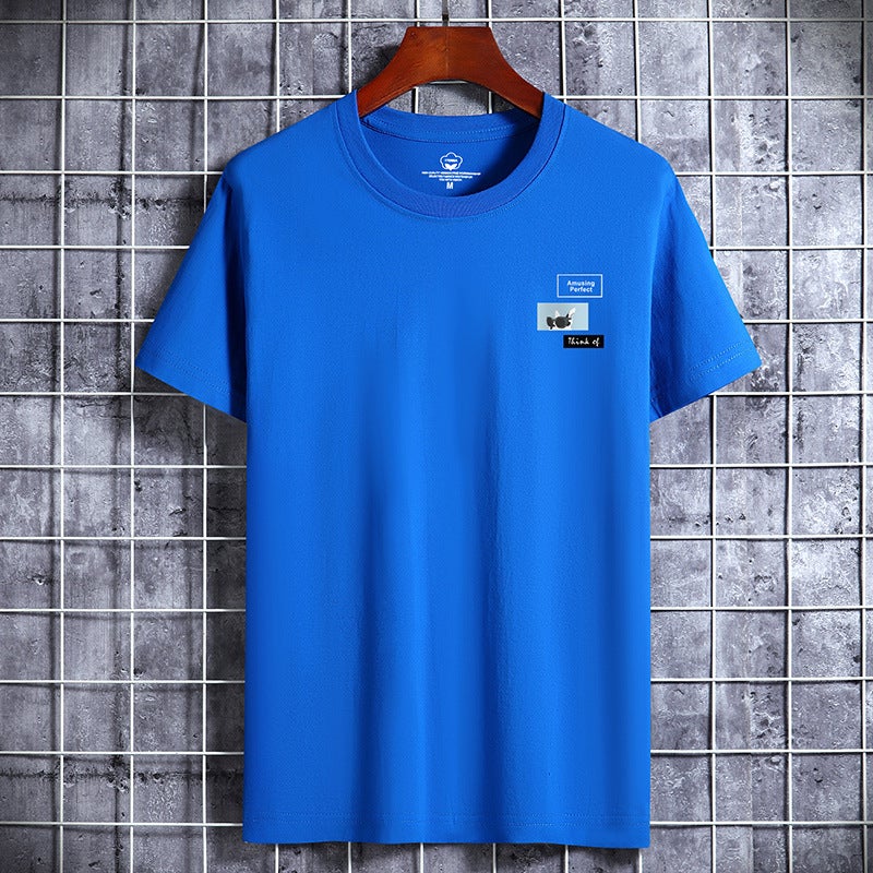 2025 Summer Short-Sleeved T-Shirt Men'S Korean Style Ins Printed Cotton Bottoming Shirt Trbottomy Brand Round Neck Half-Sleeved T-Shirt Men'S T - Image 1