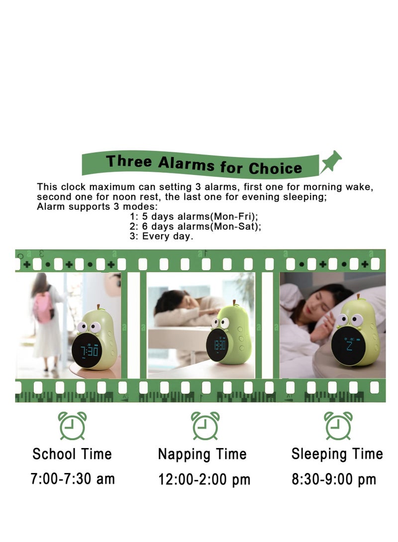 SYOSI Kids Alarm Clock for Girls Pear Alarm Clock to Wake Alarm Clock for Kids Sleep Training Clock with Night Light and Sleep Sound Machine for Toddlers Boys Girls Teens Bedrooms  - Image 3