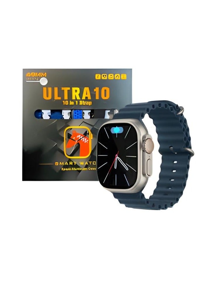 ألترا ساعة ذكية Ultra10 مقاس 49 مم مع مجموعة أحزمة 10 في 1 وهيكل من الألومنيوم الفضائي - مجموعة أحزمة متعددة الاستخدامات للساعات الذكية - Image 1