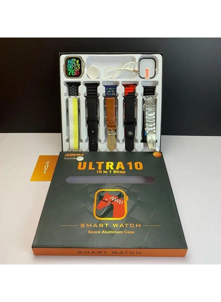 ألترا ساعة ذكية Ultra10 مقاس 49 مم مع مجموعة أحزمة 10 في 1 وهيكل من الألومنيوم الفضائي - مجموعة أحزمة متعددة الاستخدامات للساعات الذكية - Image 2