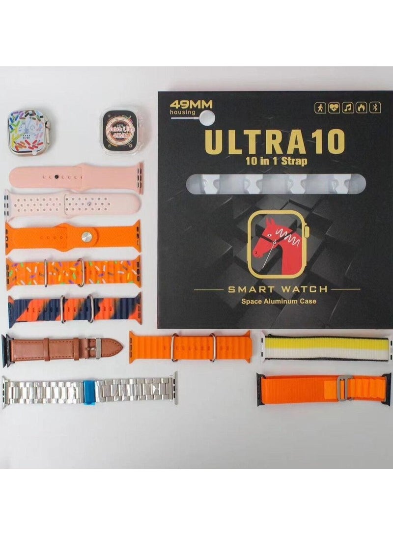 ألترا ساعة ذكية Ultra10 مقاس 49 مم مع مجموعة أحزمة 10 في 1 وهيكل من الألومنيوم الفضائي - مجموعة أحزمة متعددة الاستخدامات للساعات الذكية - Image 3