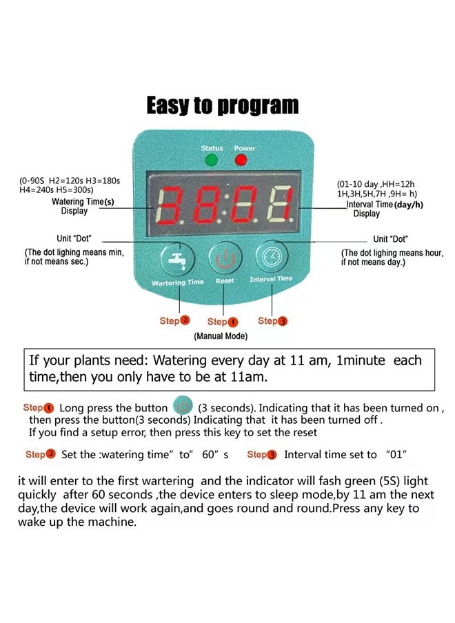 Solar Auto Drip Irrigation Kit System, Solar Powered Plants Watering System, Self Watering Devices Supported 15Pots with 6Timing Modes, Irrigation System for Indoor and Outdoor,Balcony Patio & Garden
