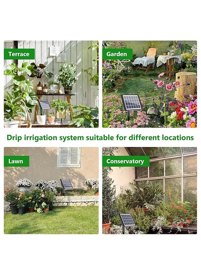 Solar Auto Drip Irrigation Kit System, Solar Powered Plants Watering System, Self Watering Devices Supported 15Pots with 6Timing Modes, Irrigation System for Indoor and Outdoor,Balcony Patio & Garden