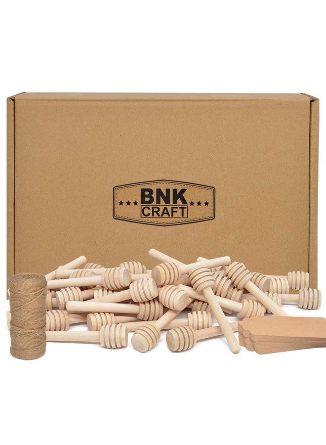 BNK 100Pcs 3 Inch Wood Honey Dipper Sticks with Natural Jute Twine & Kraft Paper Tags for Honey Jar Dispense Drizzle Honey Wedding Party Family by BNK  - Image 4